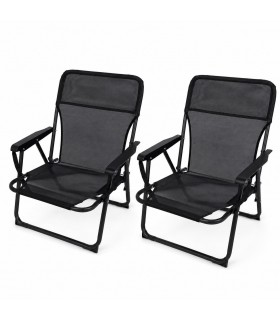 Pack 2 Sillas de Playa Plegables, Metal y Textileno, Resistente, 54x54x25/63 cm, Máx 110 Kg
