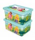 Pack 2 Cajas de Almacenamiento Infantil, Tapa Abatible, Plástico Resistente