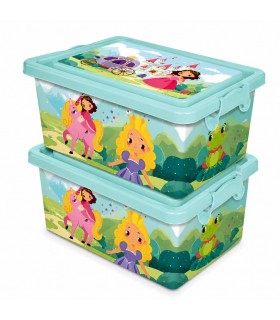 Pack 2 Cajas de Almacenamiento Infantil, Tapa Abatible, Plástico Resistente