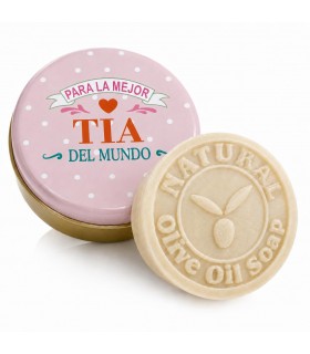 Jabón Natural Artesano de Aceite de Oliva en Lata Decorativa, 100g, Sin Parabenos