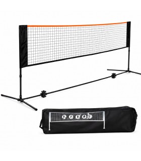 Red Portátil de Voleibol y Bádminton, hasta 5m, 505x101 cm, Altura Regulable 91-157 cm, Incluye Bolsa y Piquetas
