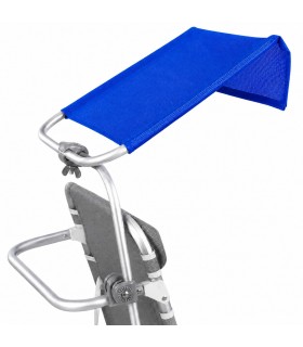 Toldo para Silla de Playa Plegable, Inclinable, Giro 360º, Aluminio y Textileno, Fácil Instalación, Azul, 50x45x37 cm