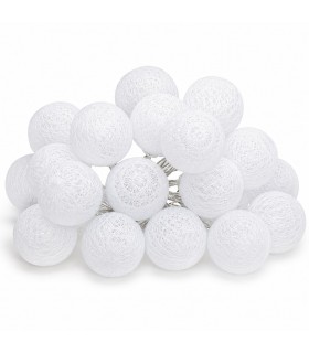 Guirnalda de Luces LED, 20 Bolas, Algodón, Ø5,8 cm, 435 cm