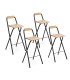 Pack 4 Taburete Plegable Alto Bar con Respaldo Louna,  Metal Negro, Madera Efecto Roble, 50x47x99cm, Marrón y Negro