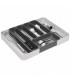 Organizador de Cubiertos Extensible, Polipropileno, Gris, 39x31x5.5 cm, Ajustable 31 a 53.5 cm