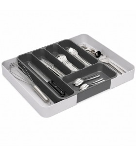 Organizador de Cubiertos Extensible, Polipropileno, Gris, 39x31x5.5 cm, Ajustable 31 a 53.5 cm