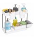 Organizador Deslizante de 2 Niveles, Cajón Extraíble, 4 Ganchos Laterales, Polipropileno, Blanco, 40.7x21.5x34 cm
