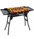 Barbacoa de Carbón Plegable, Portátil, Patas Plegables, Bandejas Laterales Abatibles, Acero Esmaltado, Negro, 82x30x57 cm