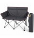 Silla Camping Plegable Doble, 2 Plazas, Acero y Poliéster, Máx 110kg por Asiento, Gris Oscuro, 107x63x88 cm