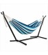 Hamaca Colgante con Soporte, Acero Inoxidable, Portátil, Rayas Multicolor, Máx. 250Kg, 260x108x102 cm
