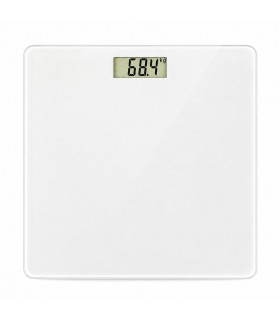 Báscula de Baño Digital, Máx 150kg, Pantalla LCD, Vidrio y ABS, 26x26x2 cm, kg, lb y st