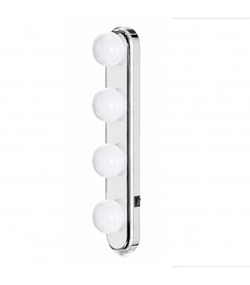 Lámpara LED Inalámbrica para Espejo con 4 Luces y Ventosas, Blanco, 5.7x30,5x7 cm, PP y ABS