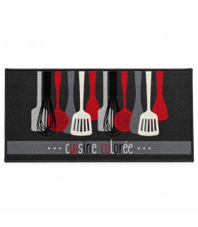Alfombra de Cocina, Cuisine Colorée, 100% Poliamida, Absorbente, Base Antideslizante