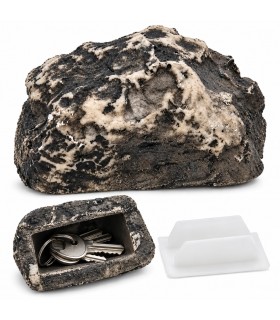 Piedra Escondite para Llaves con Compartimento Secreto, Diseño Real, Gris Oscuro, 5.5x 8x4.5 cm