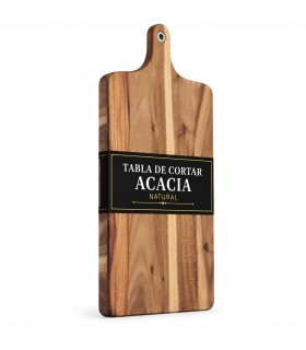 Tabla de Cortar de Cocina, Madera de Acacia, 52x22x1.5 cm, Diseño Alistonado Natural, Color Marrón