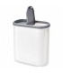 Papelera de Baño con Tapa a Presión, Plástico PP, Blanco y Gris, 10L, 30x14x32 cm