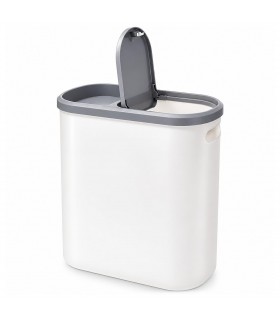Papelera de Baño con Tapa a Presión, Plástico PP, Blanco y Gris, 10L, 30x14x32 cm
