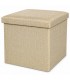 Puff de Almacenaje con Asiento Abatible, 30x30x30 cm, 23L, Poliéster y MDF