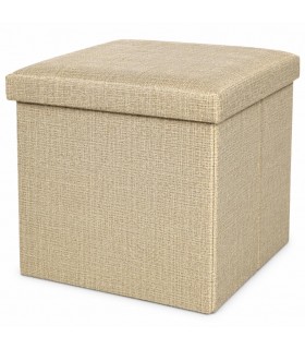 Puff de Almacenaje con Asiento Abatible, 30x30x30 cm, 23L, Poliéster y MDF