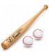 Set de Bate de Béisbol, Madera Maciza 75 cm, 2 Pelotas Ø7 cm