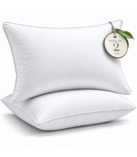 Pack de 2 Uds. Almohada, 60x45 cm, 100% Poliéster, Relleno de Microfibra, Lavables a Máquina