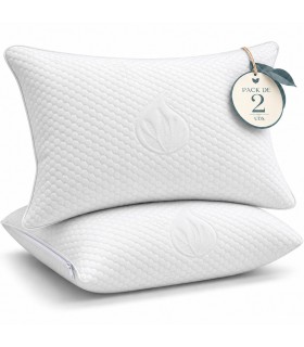 Pack 2 Uds. Almohada Viscoelastica, 100% Poliéster, Relleno de Microfibra, Lavables a Máquina